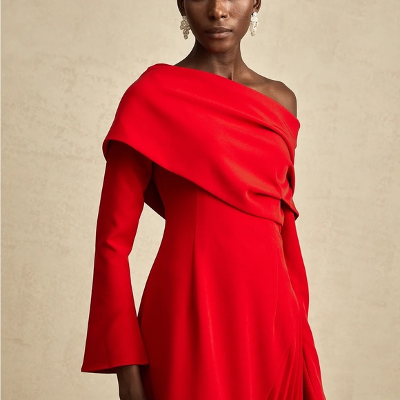 Miss Rosier Valentino Elegant Red Off-Shoulder Dress - Picture 7 of 10